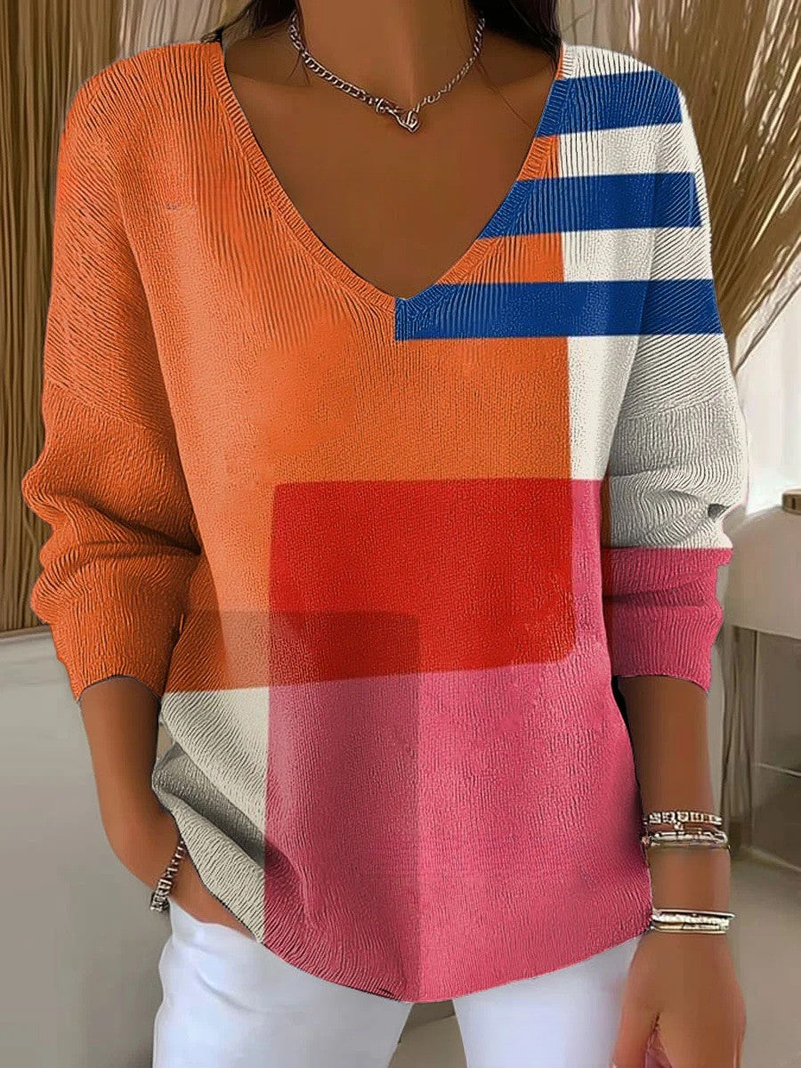 Béatrice – Colorful Sweater with V-Neck