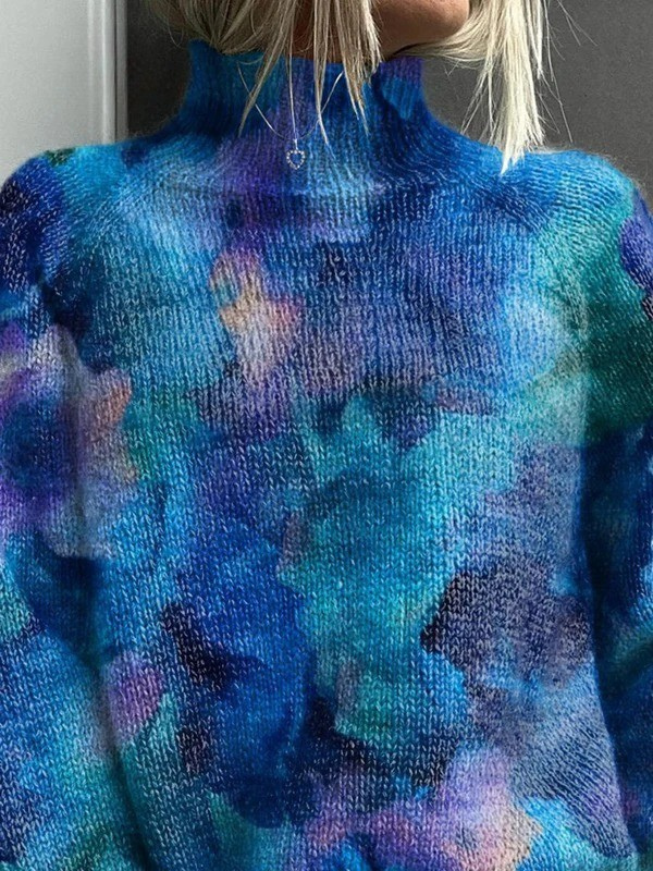 Amelia™ - Stylish Turtleneck Sweater with Abstract Floral Pattern on Water