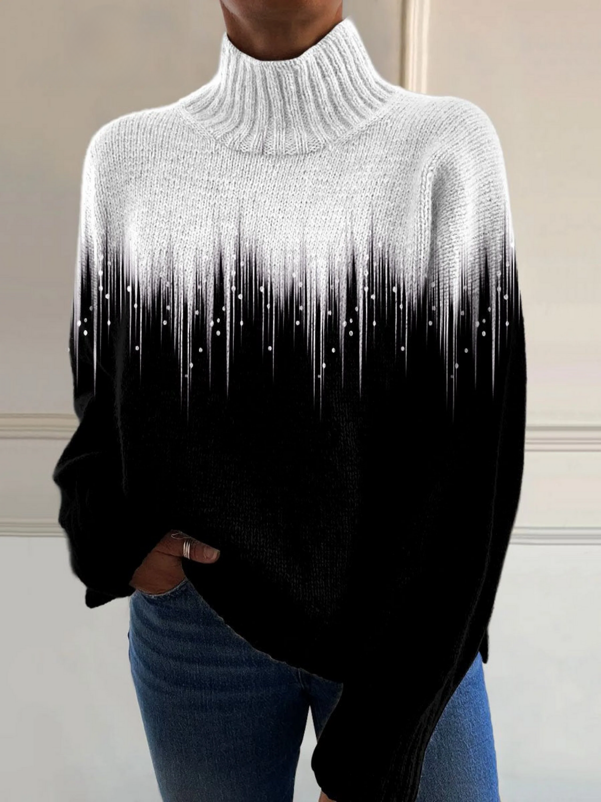 Blanka™ – Romantic Sweater with Turtleneck and Unique Print