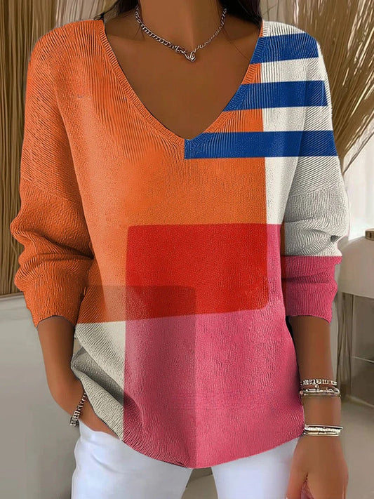 Béatrice – Colorful Sweater with V-Neck