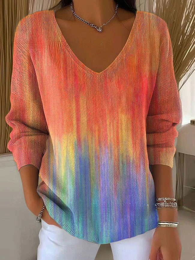 Béatrice – Colorful Sweater with V-Neck