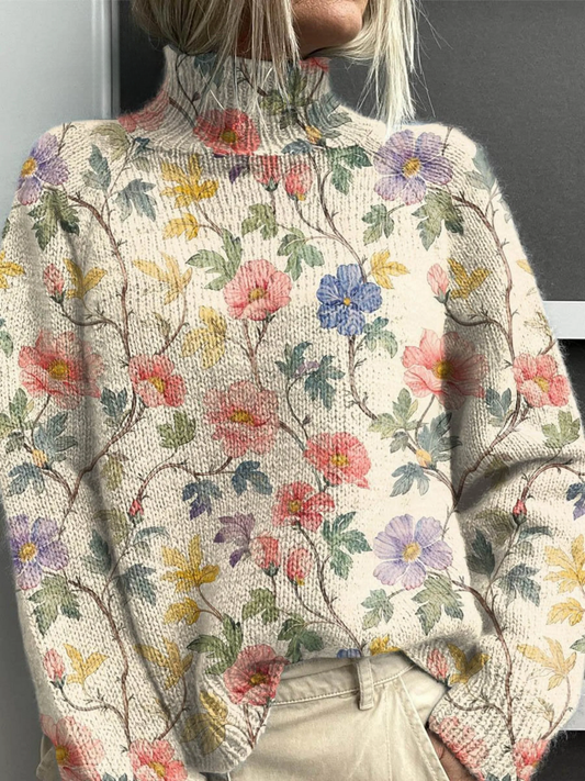 Emilia™ – Charming Women's Sweater in Floral Pattern
