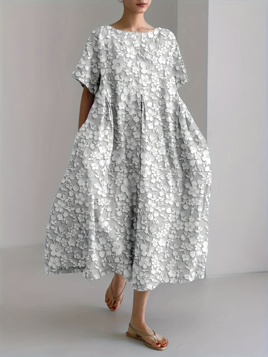 Sara - Ecru Flower Dress