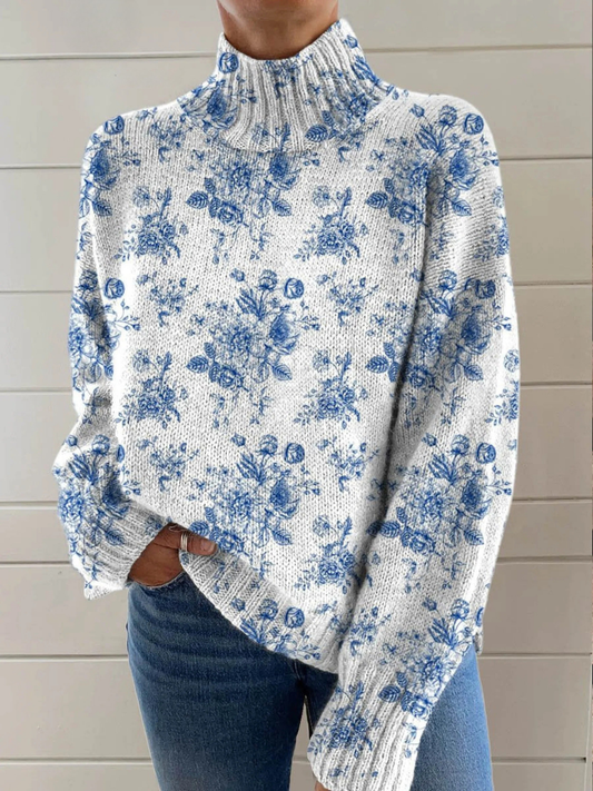 Magdalena™ – Charming floral pattern with artistic print on the turtleneck