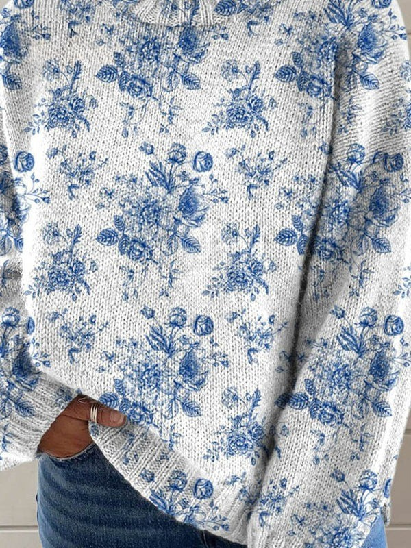Magdalena™ – Charming floral pattern with artistic print on the turtleneck