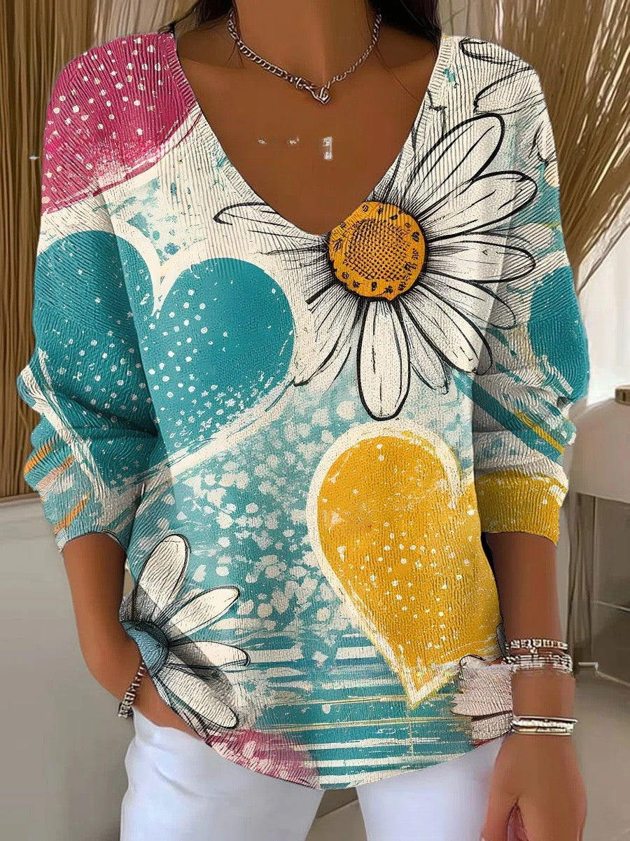 Béatrice – Colorful Sweater with V-Neck