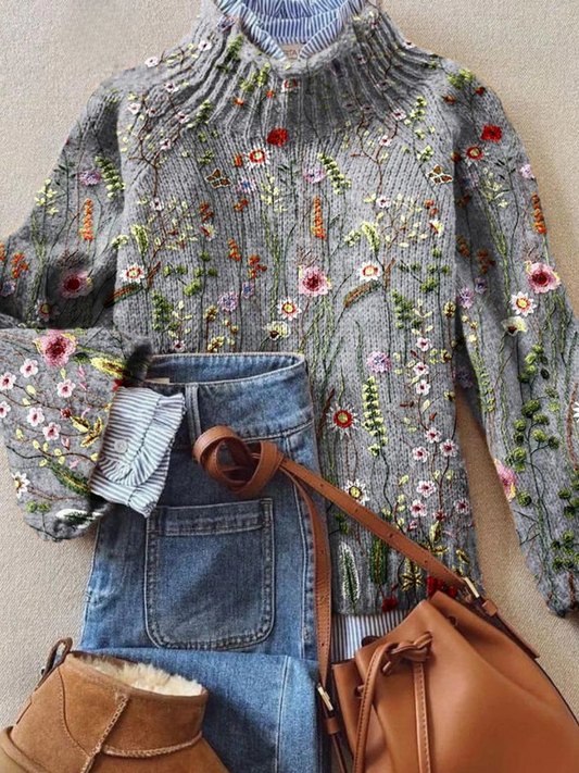 Lidia™ – Elegant turtleneck with a striking floral print