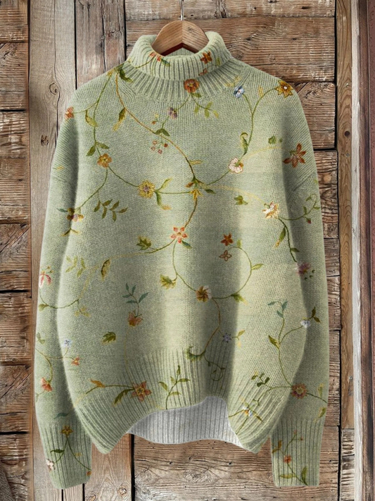 Oliwia™ – Stylish Vintage Turtleneck with Charming Floral Print