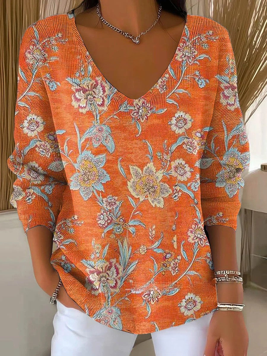 Béatrice – Colorful Sweater with V-neck