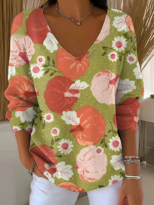 Béatrice – Colorful Sweater with V-Neck