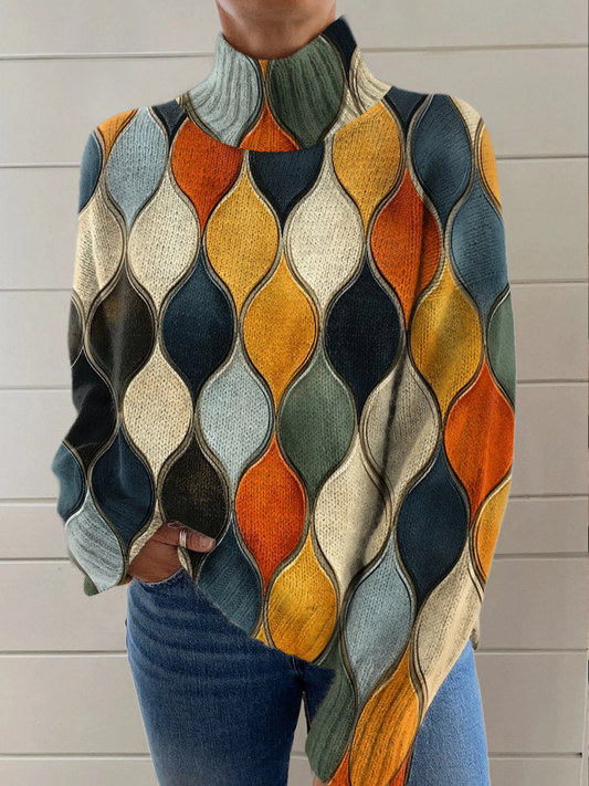 Wiktoria™ – Stylish Sweater with Turtleneck and Abstract Pattern