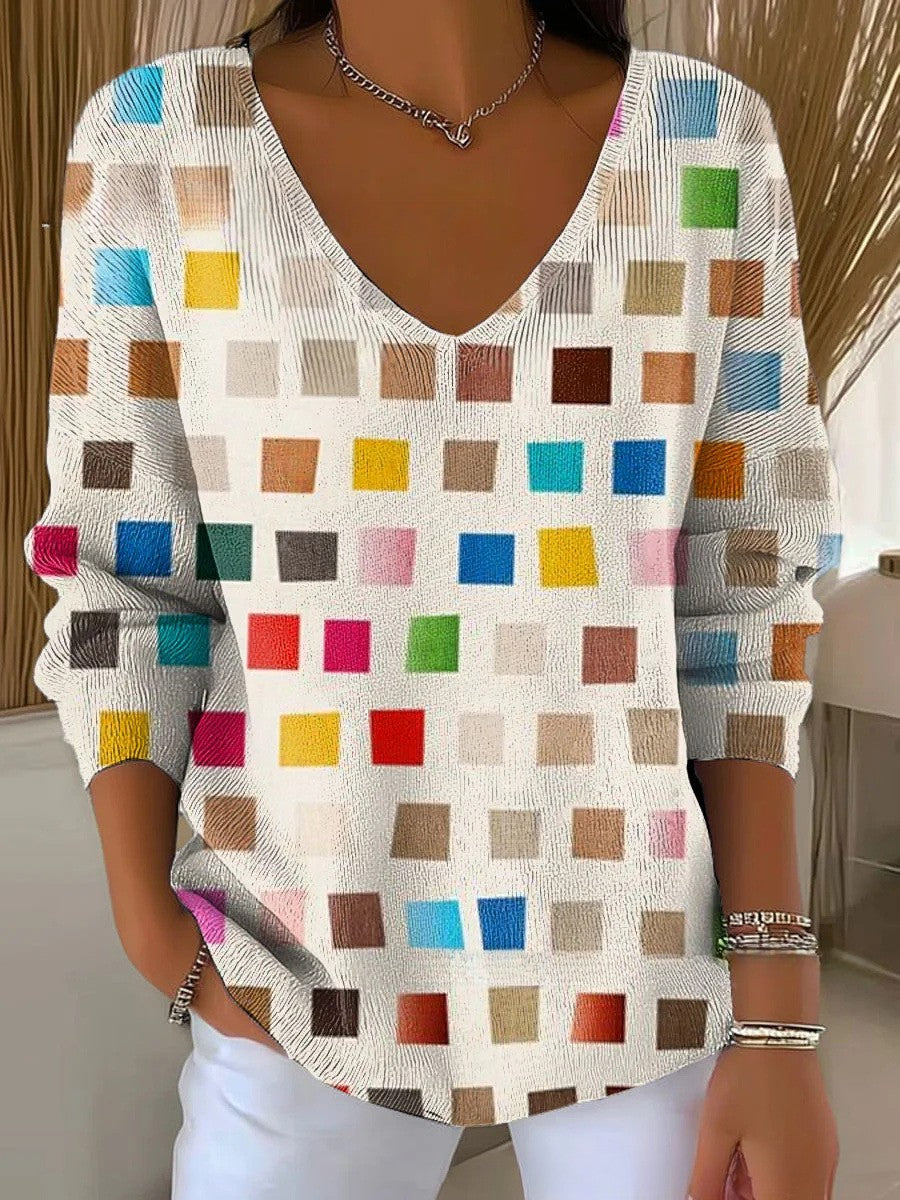 Béatrice – Colorful Sweater with V-Neck