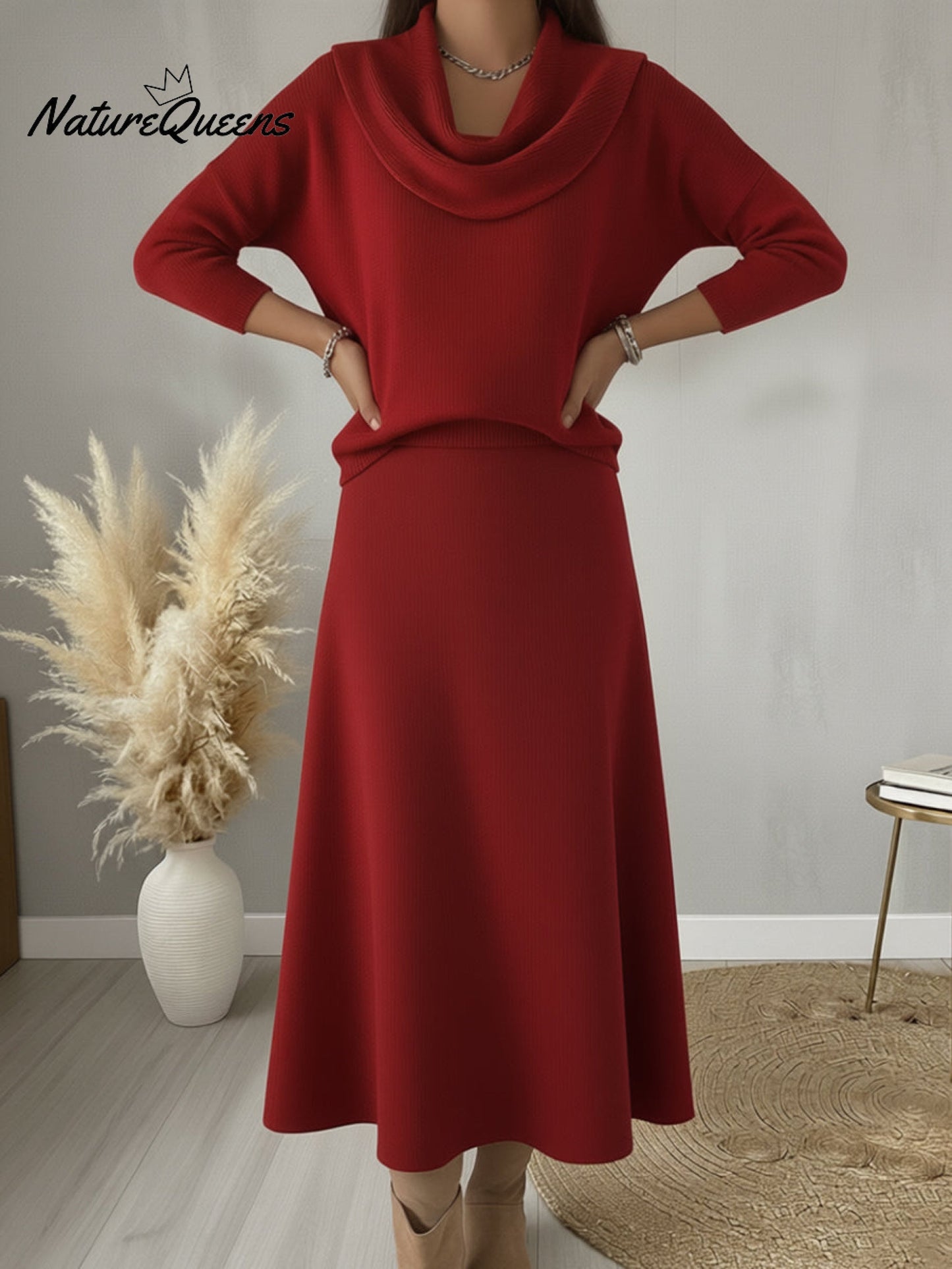 Soft and elegant solid color sweater with ruffles at the collar for women