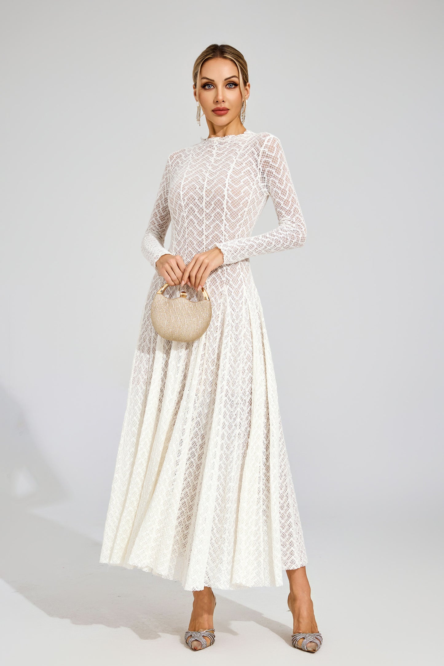 Armstrong White Lace Long Sleeve Dress
