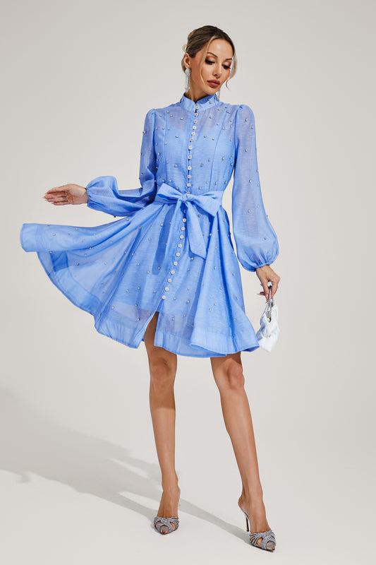 Bentham Blue Diamond Embellished Mini Dress