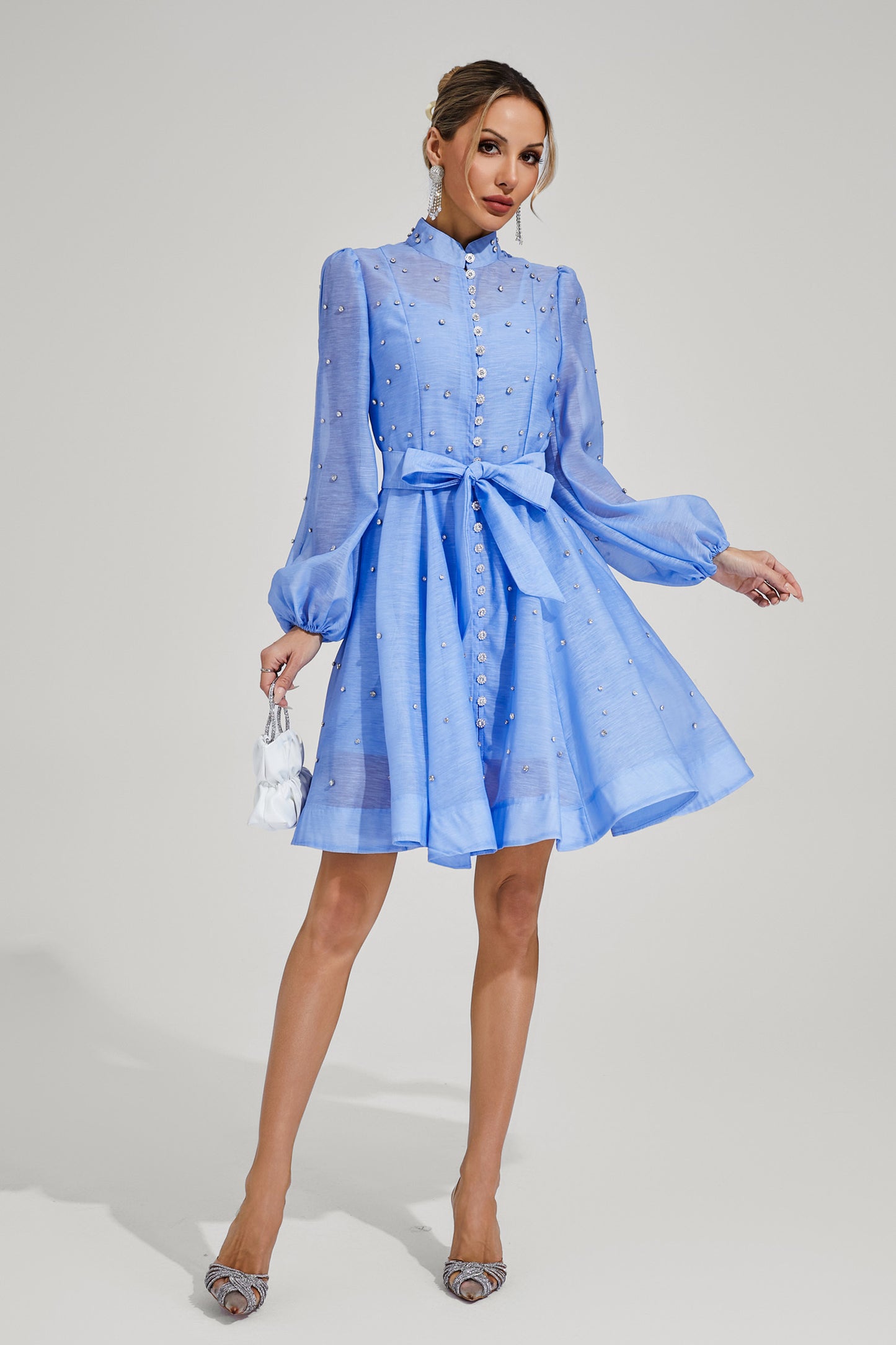 Bentham Blue Diamond Embellished Mini Dress