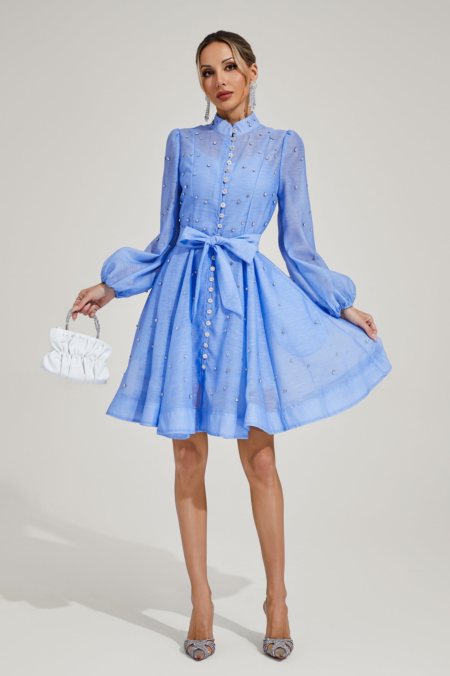 Bentham Blue Diamond Embellished Mini Dress
