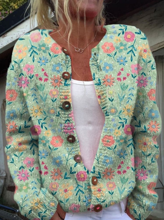 Summer Wildflower Print Cardigan with Buttons
