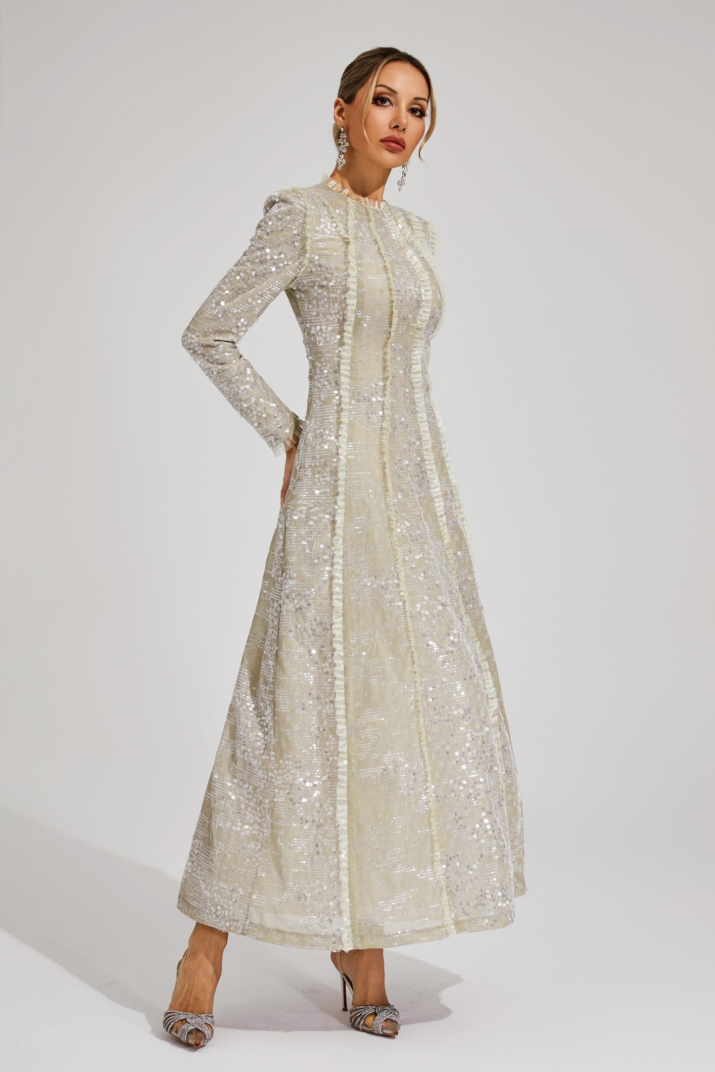 Odelette Apricot Sequin Maxi Dress