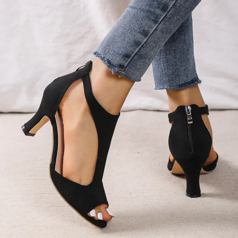 Elvira| Peep Toe T-Strap High Heels