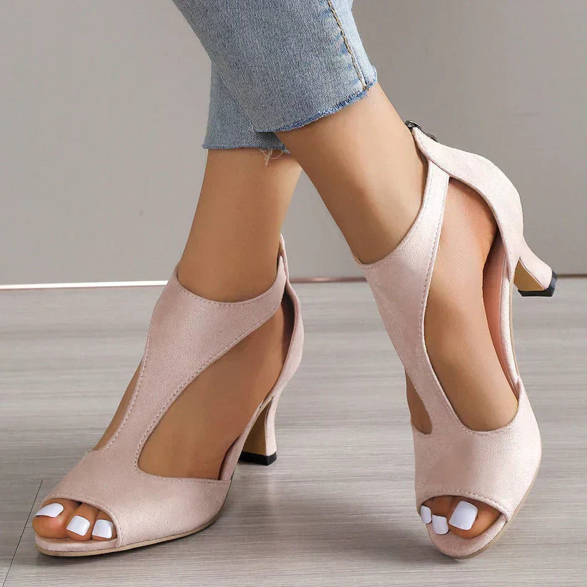 Elvira| Peep Toe T-Strap High Heels