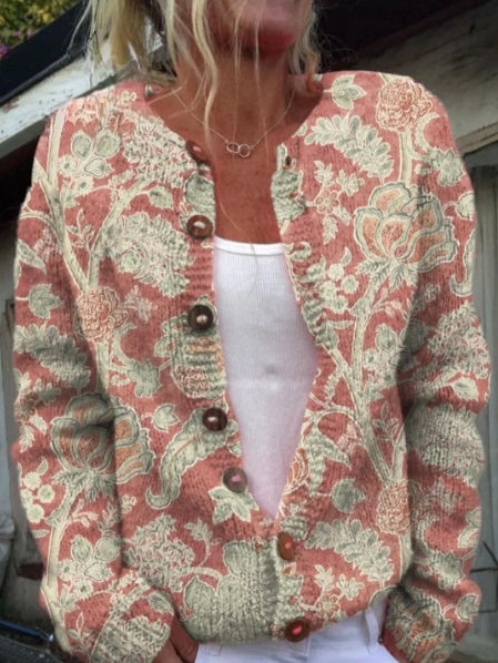Beautiful floral print cardigan with buttons