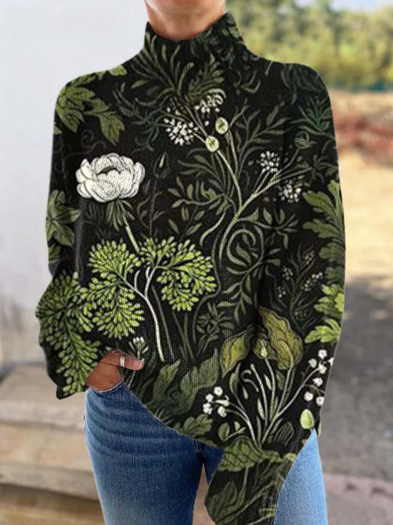 Ewa™ – Stylish Women's Vintage Sweater with Botanical Floral Pattern