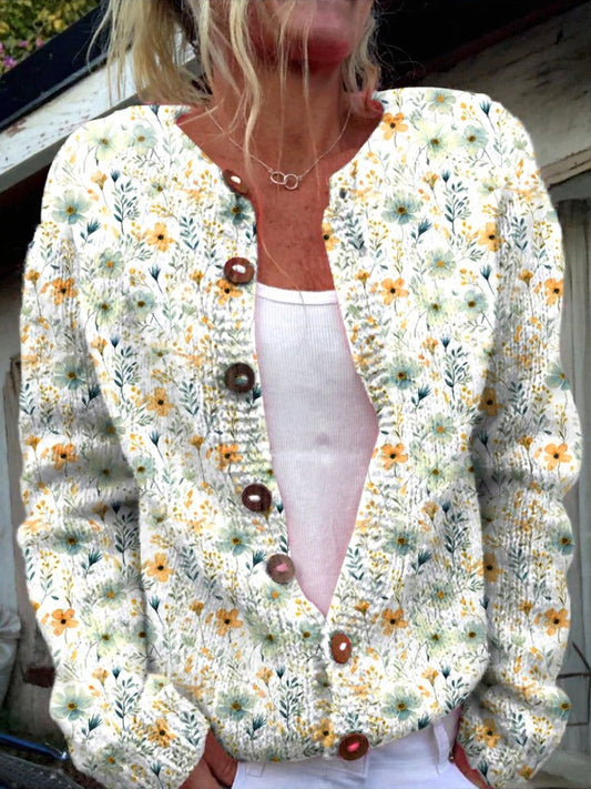 Beautiful floral print cardigan with buttons