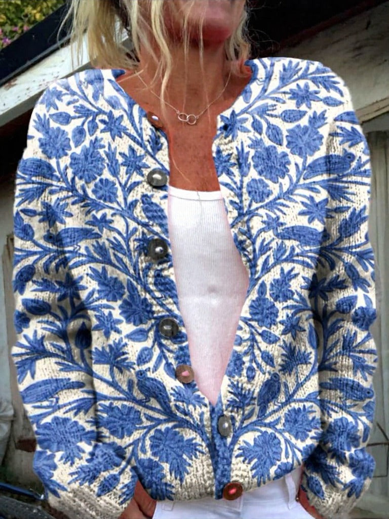 Beautiful floral print cardigan with buttons